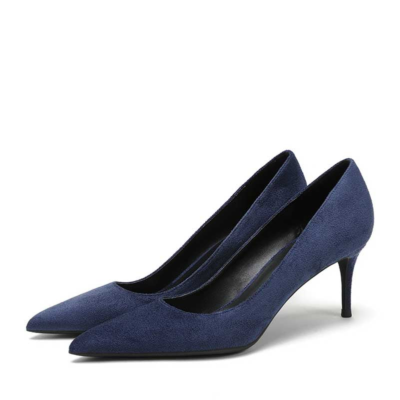 SD Dresscode women's suede party heels in navy blue with elegant pointed toes and stylish stiletto heels