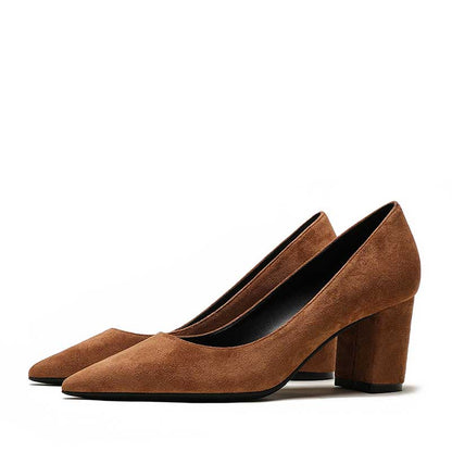 SD Dresscode women's suede party shoes with a stylish block heel in brown for elegant occasions