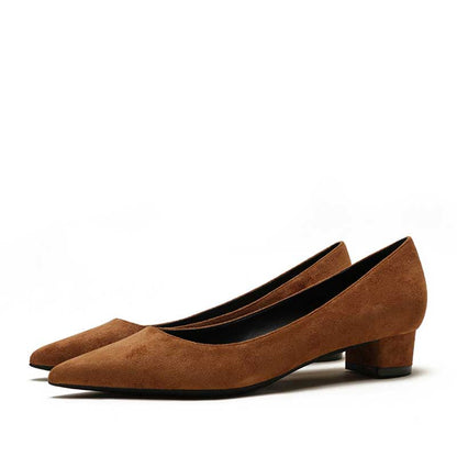SD Dresscode women's suede party shoes in brown with a stylish low heel design