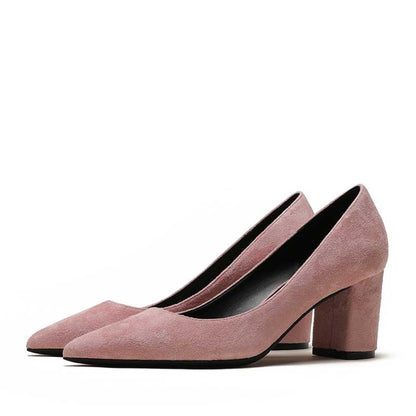 SD Dresscode women's suede party shoes in pink with a comfortable block heel for stylish occasions