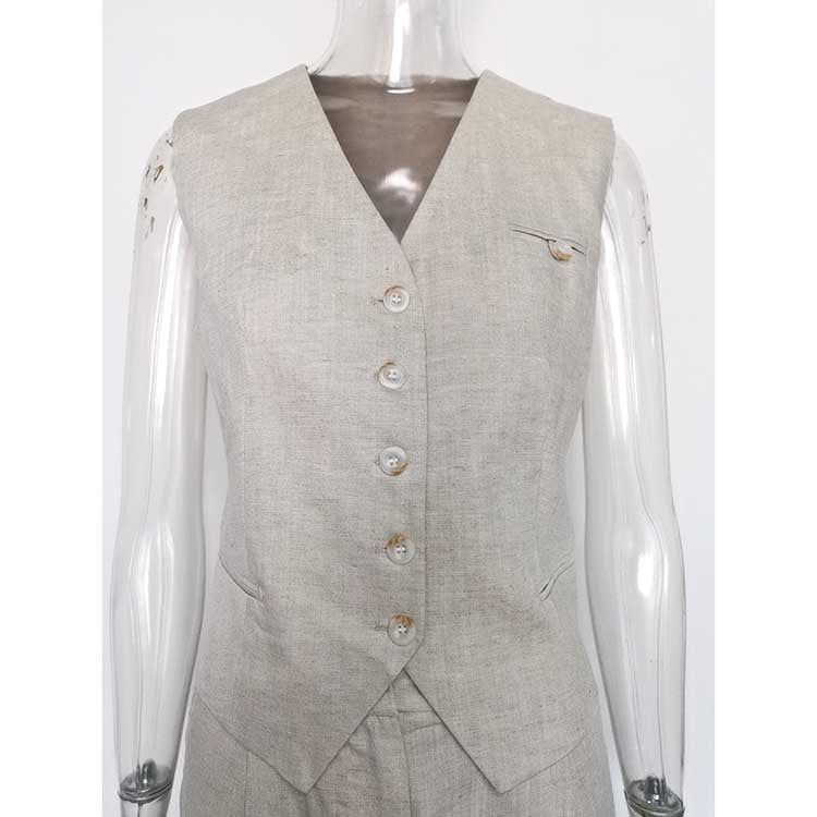SD Dresscode women's vest pantsuit set in light beige with a stylish button front and tailored fit