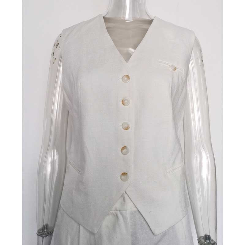 Stylish SD Dresscode women's vest pantsuit set in white with button details for elegant occasions