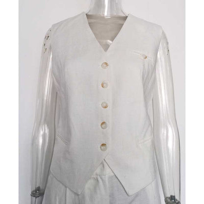 Stylish SD Dresscode women's vest pantsuit set in white with button details for elegant occasions