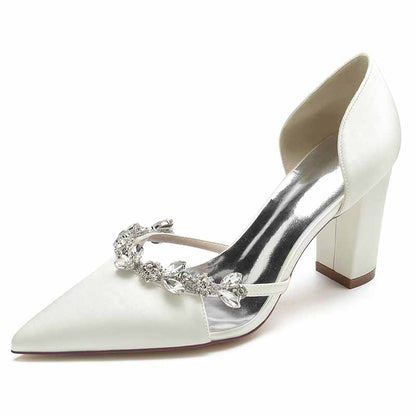 S&DCo. women's wedding dress pumps with elegant beaded design and stylish block heel