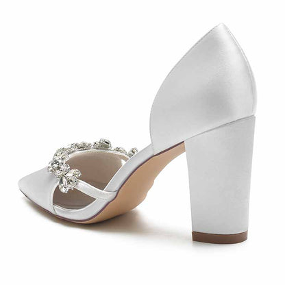 Elegant S&DCo. women's wedding dress pumps with shimmering embellishments and a stylish block heel