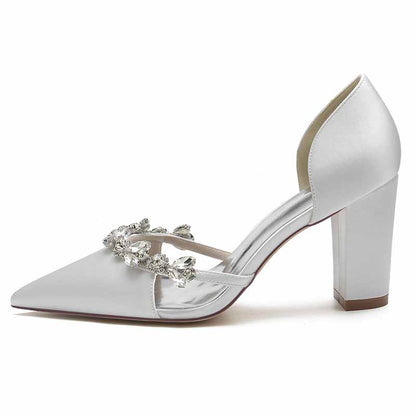 Elegant S&DCo. women's wedding dress pumps with jeweled embellishments and a stylish block heel
