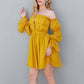 Women's Off-shoulder Mini Dress Yellow Long-Sleeved Ruffled Dress