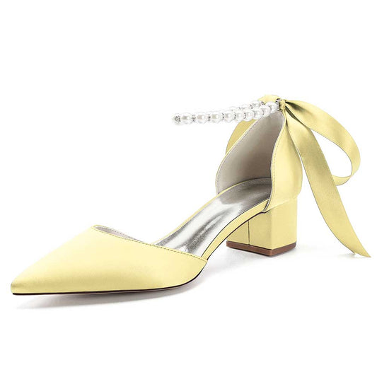 Lace-Up Dress Sandals for Brides - Elegant Style Chunky Heels