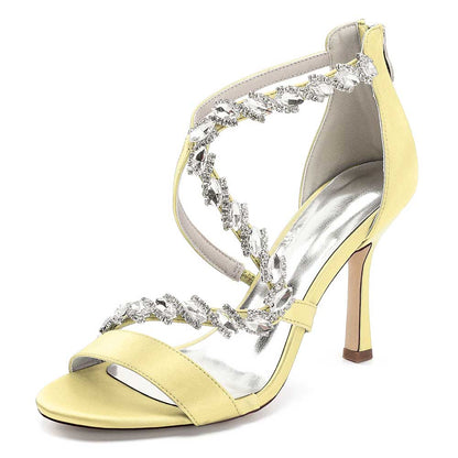 Rhinestones Prom Heels Formal Shoes Satin High Heel Wedding Shoes