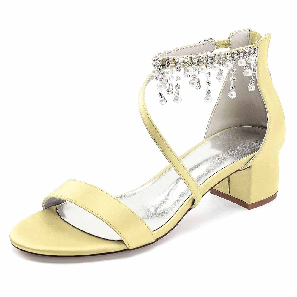 Chunky Heel Formal Shoes with Rhinestones