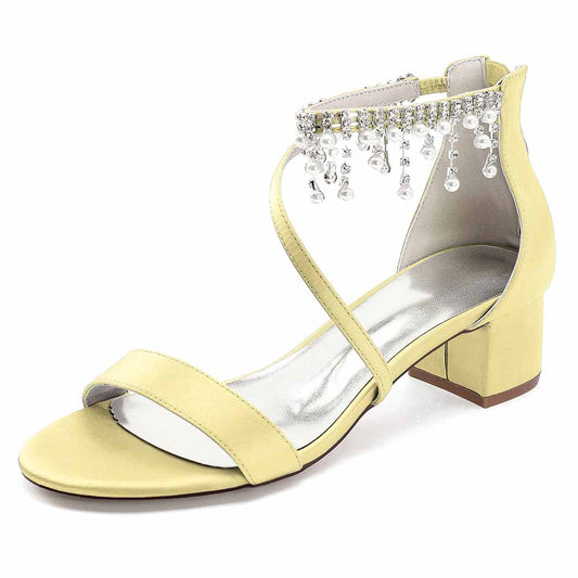 Chunky Heel Formal Shoes with Rhinestones