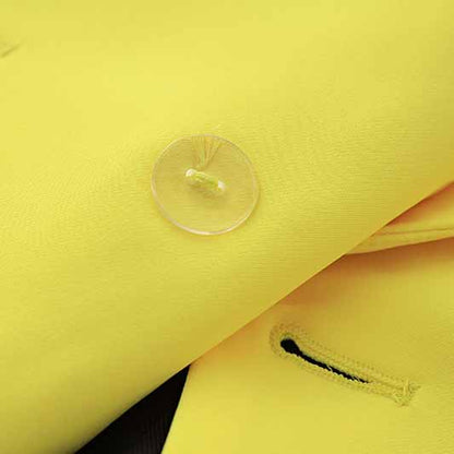 Women's Golden Lion Buttons Yellow Skirts Blazer Suit Jacket + High Waist Skirts Belt Suit