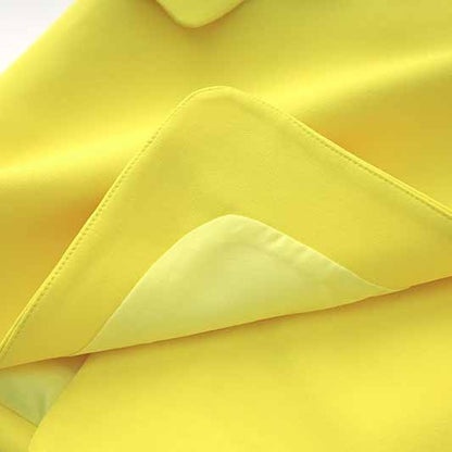 Women's Golden Lion Buttons Yellow Skirts Blazer Suit Jacket + High Waist Skirts Belt Suit