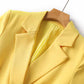 One Button Yellow Pantsuit Fitted Blazer + Mid-High Rise Trousers Pantsuit Suit Formal Wear