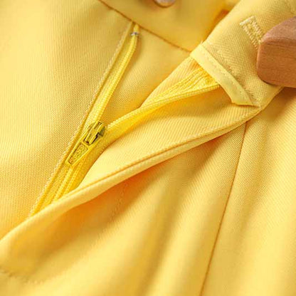 One Button Yellow Pantsuit Fitted Blazer + Mid-High Rise Trousers Pantsuit Suit Formal Wear