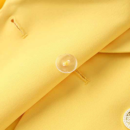 One Button Yellow Pantsuit Fitted Blazer + Mid-High Rise Trousers Pantsuit Suit Formal Wear