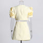 Rose Embelished Yellow Skirt Suit Mini Back To School Outfit