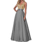 long gray and gold prom dress