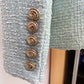 Women's Mint Golden Lion Buttons Fitted Blazer Jacket