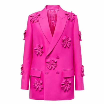 Women Crepe Couture Applique Jacket Fashion Coat