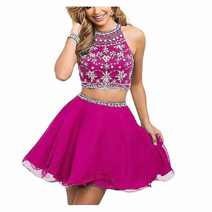Women's 2 Piece Prom Dresses Short Homecoming Party Cocktail Gown Tulle Gala Dress