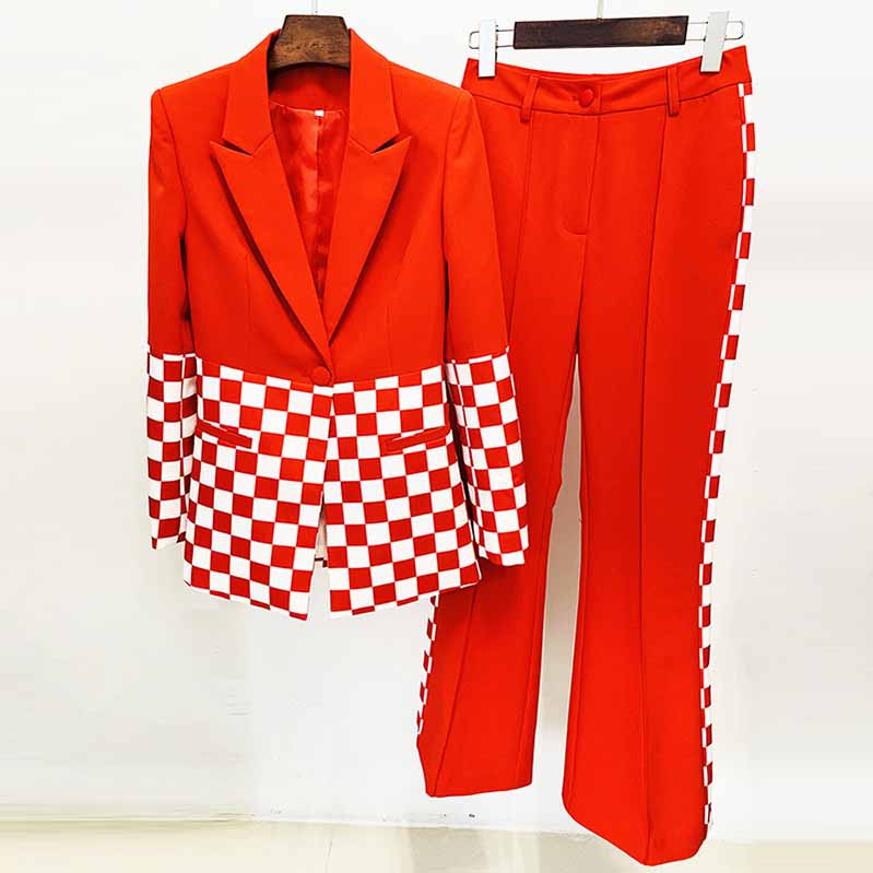 Women Pantsuits Wedding Tuxedos Party Suit + Flare Trousers Suit Two Piece Red Pantsuits