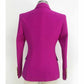 Women's Purple Magenta Luxury Fitted Double Breasted Blazer with Lion Buttons