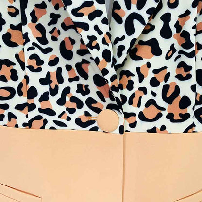 Women's Leopard Print Trousers Suit 2 Piece Animal Print Pant Suit