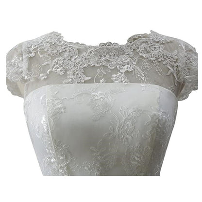 sd-hk White Short Bridesmaid Dress Short Sleeve Wedding Dress Short