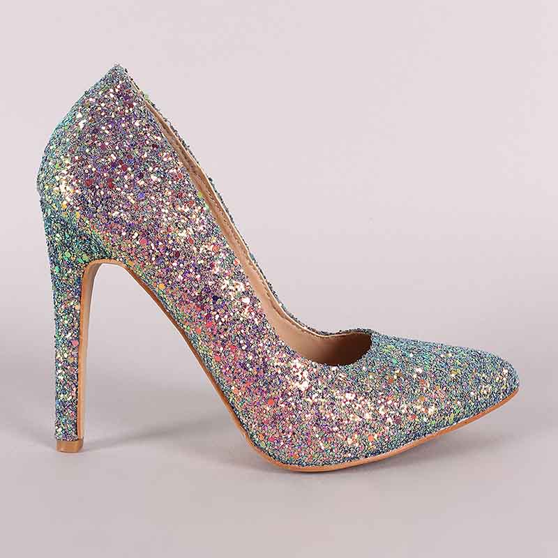 Powder Pink Glitter Heels Party Stiletto for Women