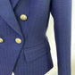 Womens coats Dark Blue Jacket Long Sleeves Blazer Breasted Coat