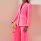 Women Rose pink Blazer + Flare Trousers Suit