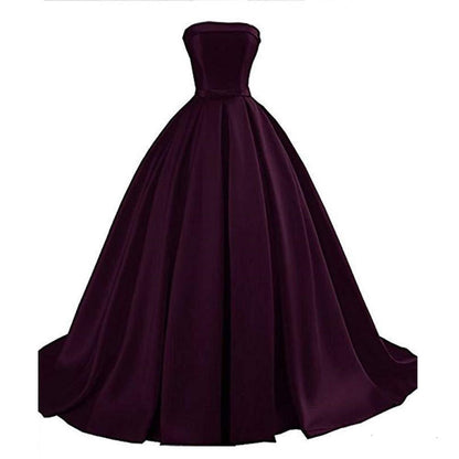 Satin Wedding Dress For Women Off The Shoulder Prom Gowns Floor Length Prom Dress