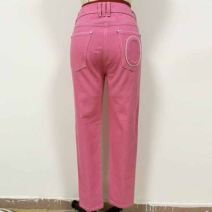 Women's Pink Skinny Jeans Slim Fit Jeans & Denim Pants