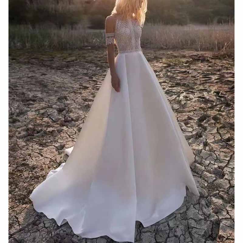 Bohemian Wedding Dresses Long Lace Applique Mermaid Bridal Beach Gowns