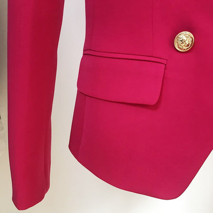 Women's Fitted Silver Lion Buttons Fitted Jacket Fashion Rosy Blazer