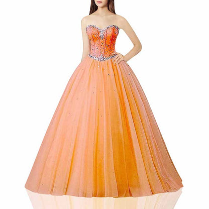 Women's Sweetheart Ball Gown Tulle Quinceanera Dresses Prom Dress