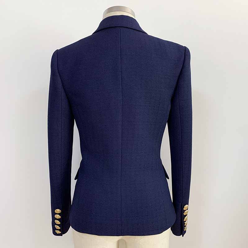 Womens coats Dark Blue Jacket Long Sleeves Blazer Breasted Coat