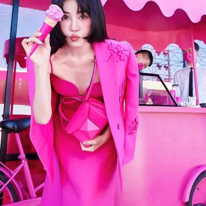 Women Crepe Couture Applique Jacket Fashion Coat