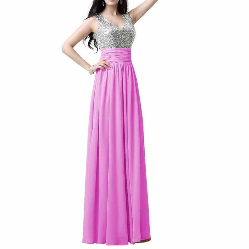 Sequin Top Bridesmaid Dress Chiffon Floor-Length Bridesmaid Dress100+colors