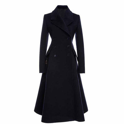 Womens Long Winter Coats Outfits Woolen Coatdress for Wedding Guests Bride Wind-breaker