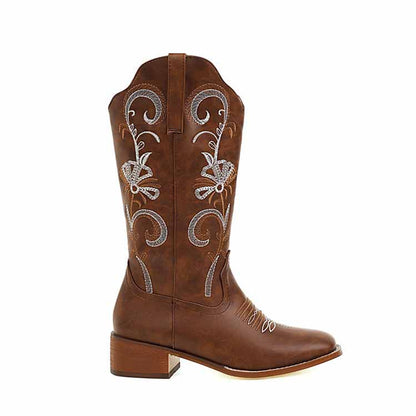 Womens Brown Western Cowgirl Cowboy Boots