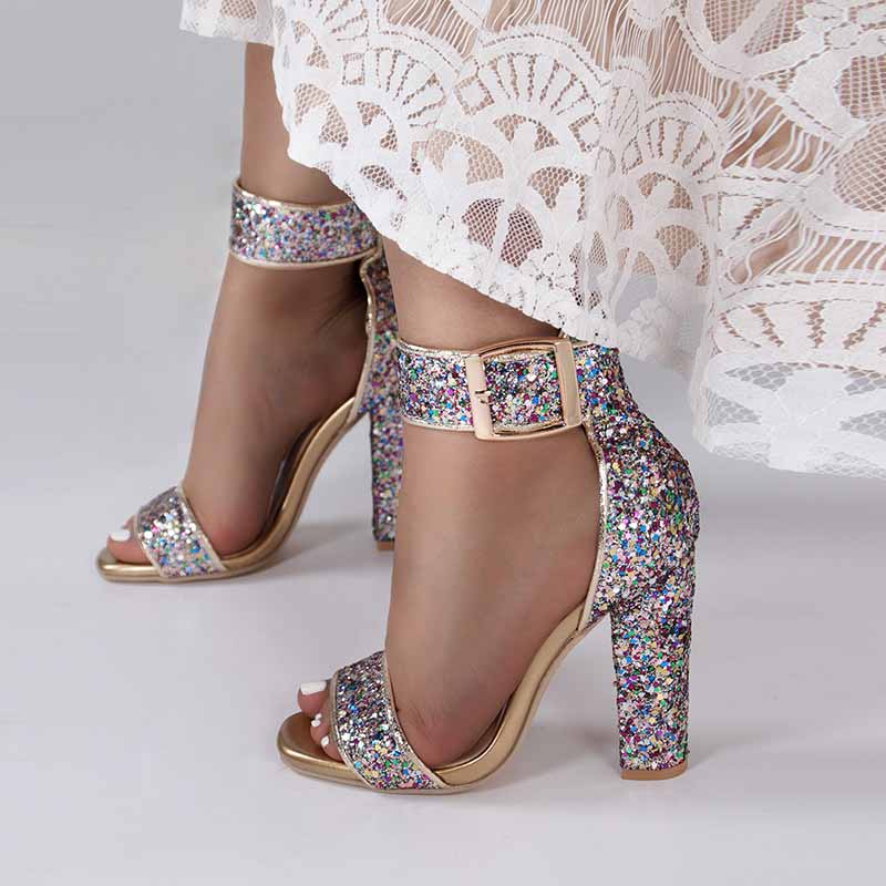Wedding High Heels Shoes Bridal Glitter Heels For A Summer Party
