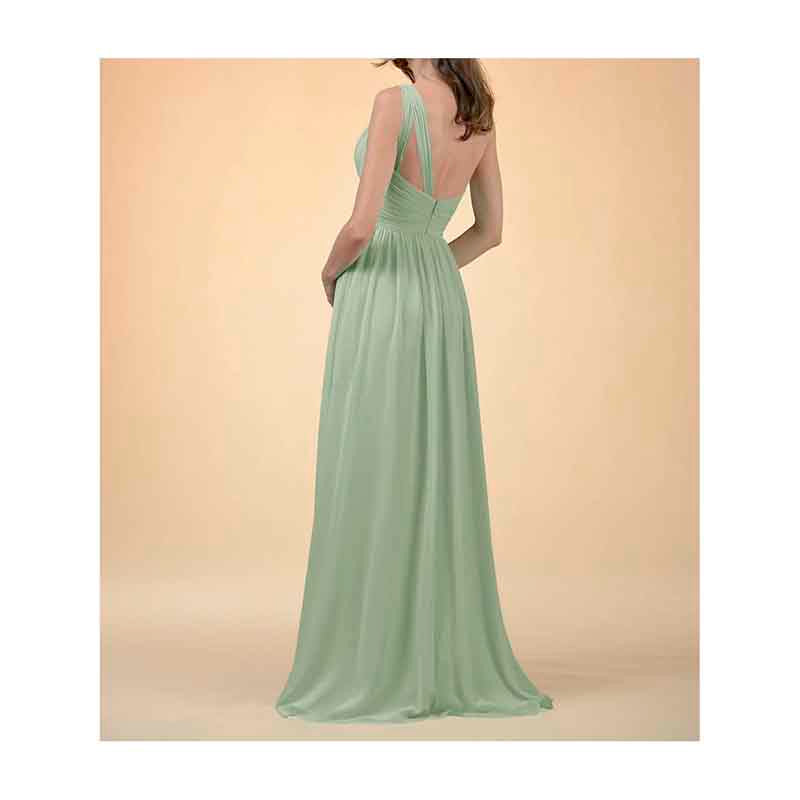 Women One Shoulder Bridesmaid Dresses Chiffon Long Maxi Formal Party Dress