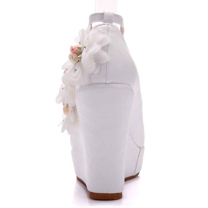 Women's Classy Platform Ankle Strap Almond Toe Bridal shoes