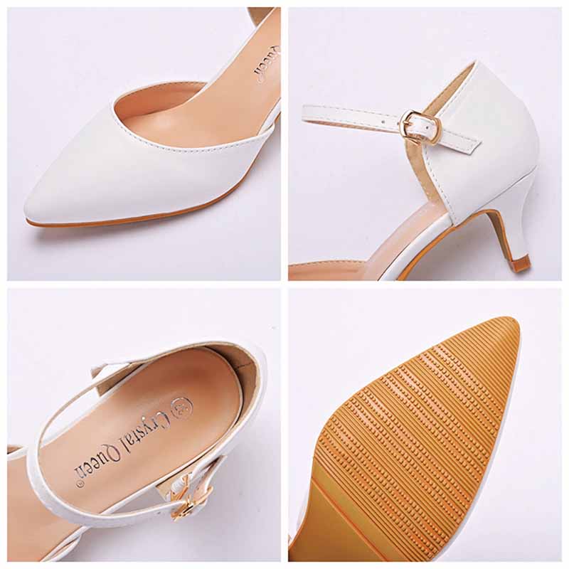 Women's Pointed Toe Ankle Strap Dress Shoes Wedding Party Pump 2.17"
