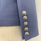 Women's Golden Lion Buttons Fitted Belted Jacket Dusty Blue Blazer