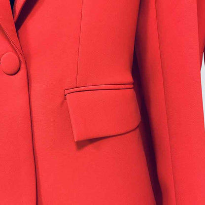 Women's Red Pantsuit Blazer+High Waisted Flare Pants Suit Wedding Pantsuit
