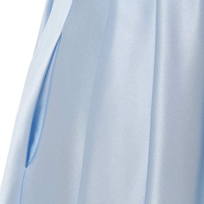 Women Long Prom Dress Satin A-Line with Beaded Belt Formal Evening Gown