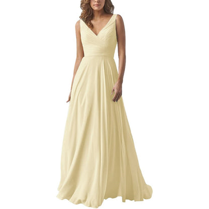 A-line Chiffon Bridesmaid Dress Floor Length Formal Evening Prom Gowns